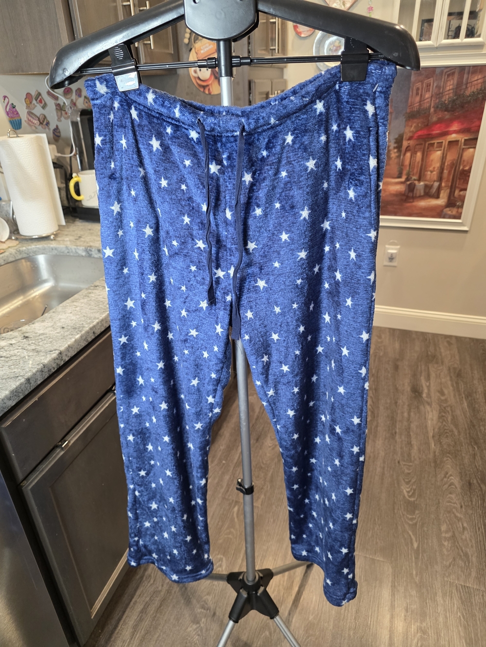 Essentials Navy Blue Star-Print Plush Lounge Pants